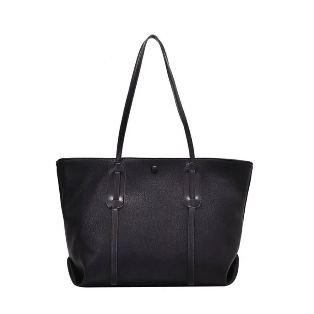 Black Faux Leather Laptop Tote Bag - Picture 2 of 3